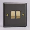 Revive Lighting Revive Twin Light Switch - Slate Grey/Brass