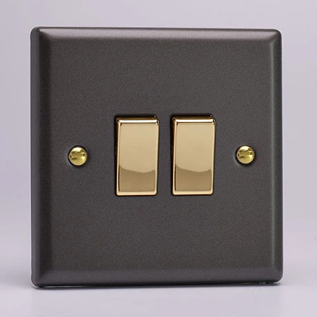 Revive Lighting Revive Twin Light Switch - Slate Grey/Brass 1 Revive Lighting Revive Twin Light Switch - Slate Grey/Brass