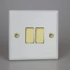 Revive Lighting Revive Twin Light Switch - Matt White/Brass