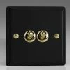 Revive Lighting Revive Twin Toggle Light Switch - Matt Black/Brass