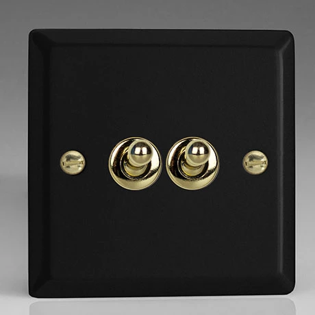 Revive Lighting Revive Twin Toggle Light Switch - Matt Black/Brass 1 Revive Lighting Revive Twin Toggle Light Switch - Matt Black/Brass