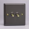 Revive Lighting Revive Twin Toggle Light Switch - Slate Grey/Brass