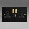 Revive Lighting Revive Twin Plug Socket With USB - Matt Black/Brass