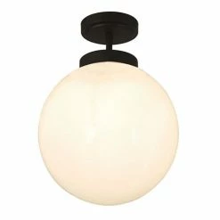 Revive Lighting Revive Matt Black 1 Light Semi-Flush Bathroom Ceiling Light