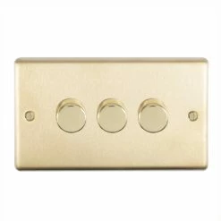 Revive Lighting Revive 3 Gang 2 Way Dimmer Light Switch - Brushed Brass
