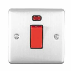 Revive Lighting Revive 45 Amp Switch With Neon Power Indicator - Satin Steel