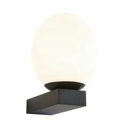 Revive Lighting Revive Black LED Bathroom Wall Light With Opal Glass Shade