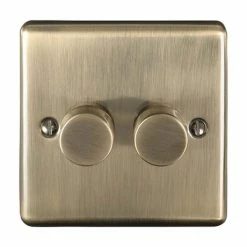 Revive Lighting Revive Twin Dimmer Light Switch - Antique Brass