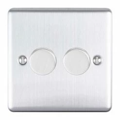 Revive Lighting Revive Twin Dimmer Light Switch - Satin Steel