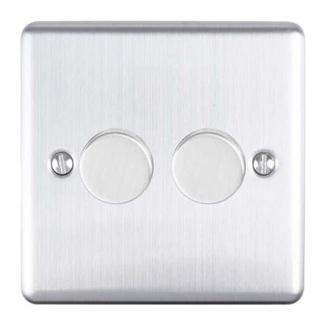Revive Lighting Revive Twin Dimmer Light Switch - Satin Steel 1 Revive Lighting Revive Twin Dimmer Light Switch - Satin Steel