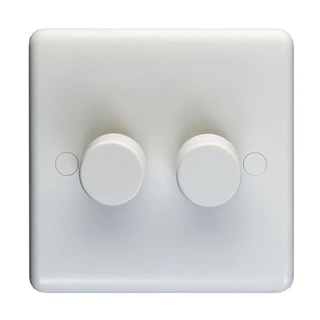 Revive Lighting Revive Twin Dimmer Light Switch - White 1 Revive Lighting Revive Twin Dimmer Light Switch - White