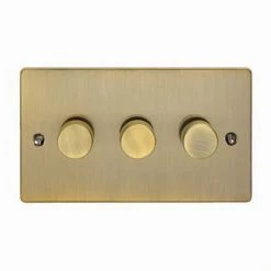 Revive Lighting Revive 3 Gang 2 Way Dimmer Light Switch - Antique Brass