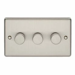 Revive Lighting Revive 3 Gang 2 Way Dimmer Light Switch - Satin Steel