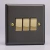 Revive Lighting Revive 3 Gang 2 Way Switch - Slate Grey/Brass