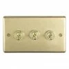 Revive Lighting Revive 3 Gang 2 Way Toggle Light Switch - Brushed Brass