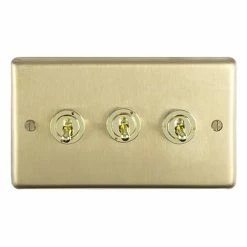 Revive Lighting Revive 3 Gang 2 Way Toggle Light Switch - Brushed Brass