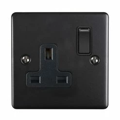 Revive Lighting Revive 1 Gang Switched Socket - Matt Black