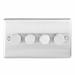 Revive Lighting Revive 4 Gang 2 Way Dimmer Light Switch - Satin Steel