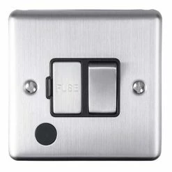 Revive Lighting Revive Switched Fused Spur With Flex Outlet Satin Steel/Black