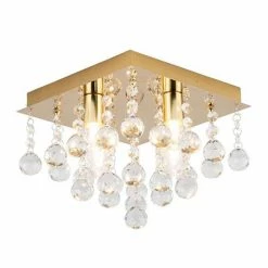 Revive Lighting Revive Brass 4 Light Square Flush Bathroom Ceiling Light