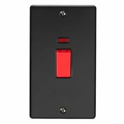Revive Lighting Revive 45 Amp Double Plate Cooker Switch With Neon Power Indicator - Matt Black