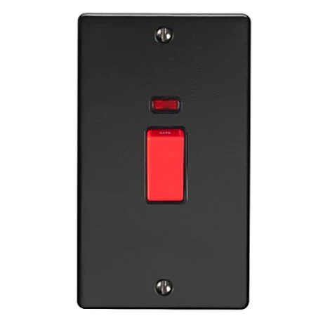 Revive Lighting Revive 45 Amp Double Plate Cooker Switch With Neon Power Indicator - Matt Black 1 Revive Lighting Revive 45 Amp Double Plate Cooker Switch With Neon Power Indicator - Matt Black
