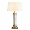 Revive Lighting Revive Antique Brass Column Table Lamp With Cream Shade