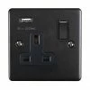Revive Lighting Revive 1 Gang Switched Socket With USB - Matt Black