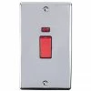 Revive Lighting Revive 45A Cooker Switch Double Plate With Neon Power Indicator - Chrome