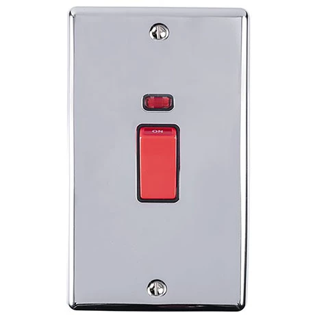 Revive Lighting Revive 45A Cooker Switch Double Plate With Neon Power Indicator - Chrome 1 Revive Lighting Revive 45A Cooker Switch Double Plate With Neon Power Indicator - Chrome