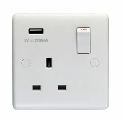 Revive Lighting Revive 1 Gang Switched Socket With USB - White