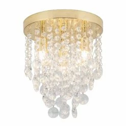 Revive Lighting Revive Brass 4 Light Round Flush Bathroom Ceiling Light