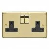 Revive Lighting Revive 2 Gang Switched Socket - Brushed Brass
