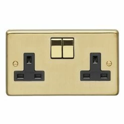 Revive Lighting Revive 2 Gang Switched Socket - Brushed Brass