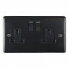 Revive Lighting Revive 2 Gang Switched Socket - Matt Black