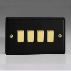 Revive Lighting Revive 4 Gang 2 Way Light Switch - Matt Black/Brass