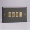 Revive Lighting Revive 4 Gang 2 Way Switch - Slate Grey/Brass
