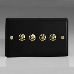Revive Lighting Revive 4 Gang 2 Way Toggle Switch - Matt Black/Brass