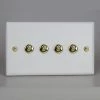 Revive Lighting Revive 4 Gang 2 Way Toggle Switch - Matt White/Brass