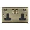 Revive Lighting Revive Twin Plug Socket With USB Antique Brass