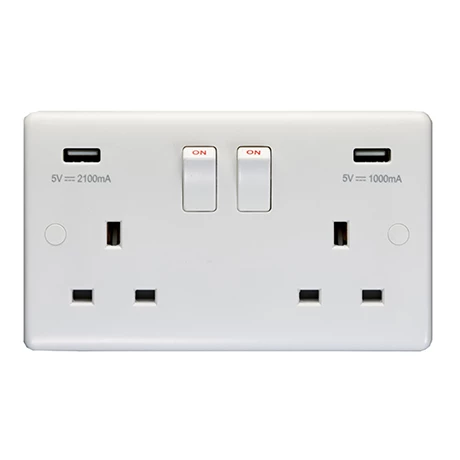 Revive Lighting Revive Twin Plug Socket With USB White 1 Revive Lighting Revive Twin Plug Socket With USB White