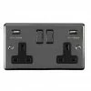 Revive Lighting Revive Twin Plug Socket With USB - Black Nickel/Black