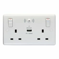 Revive Lighting Revive Twin Plug Socket With USB & WiFi Extender White