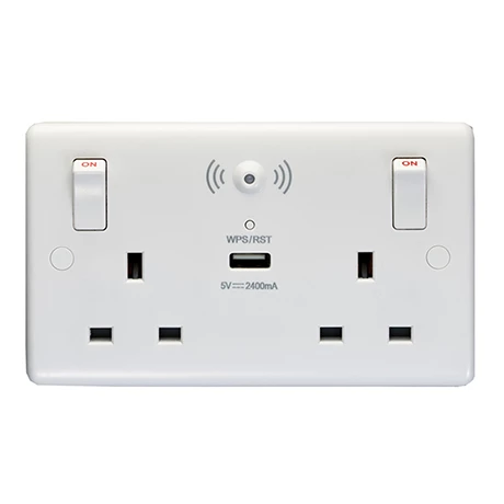 Revive Lighting Revive Twin Plug Socket With USB & WiFi Extender White 1 Revive Lighting Revive Twin Plug Socket With USB & WiFi Extender White