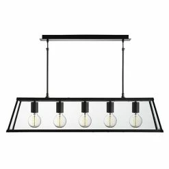 Revive Lighting Revive Matt Black Lantern Bar Ceiling Light - 5 Light