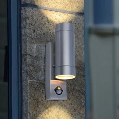 Revive Lighting Revive Outdoor PIR Modern Stainless Steel Up & Down Wall Light