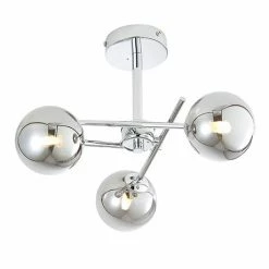 Revive Lighting Revive Chrome/Smoked Glass 3-Light Cross Arm Ceiling Light