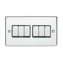 Revive Lighting Revive 6 Gang 2 Way Light Switch - Polished Chrome