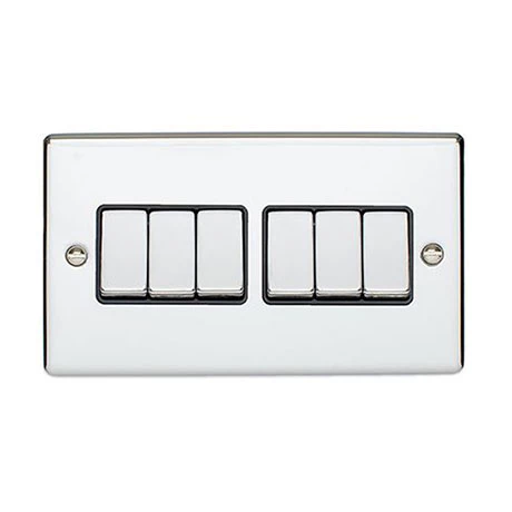 Revive Lighting Revive 6 Gang 2 Way Light Switch - Polished Chrome 1 Revive Lighting Revive 6 Gang 2 Way Light Switch - Polished Chrome