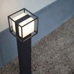 Revive Lighting Revive Outdoor Cube Dark Grey Bollard Light -Revive Lighting Shop RV7199 D2 460